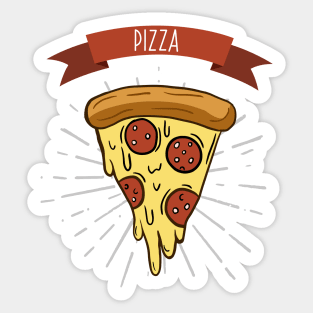 slice of pizza. Vector art with pizza. Illustration in cartoon style Sticker